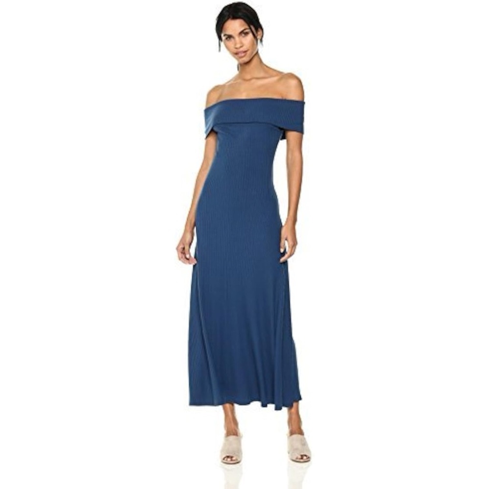 Mara Hoffman Imogen Off The Shoulder Midi Dress in Indigo